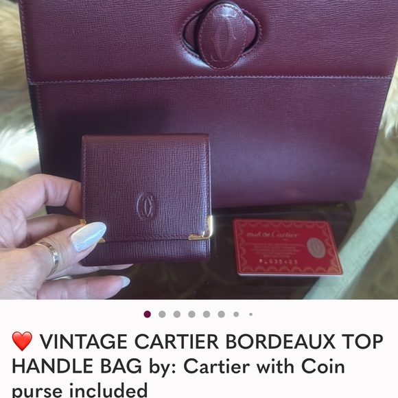 Cartier Must line Bordeaux leather burgundy W  authenticity card and wallet - Picture 15 of 15